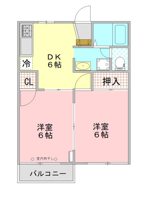 サンモール91(2DK/2階)の間取り写真