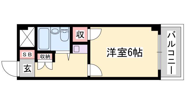 手柄マンション(1K/2階)の間取り写真