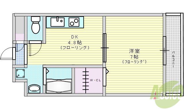 第18関根マンション(1DK/7階)の間取り写真