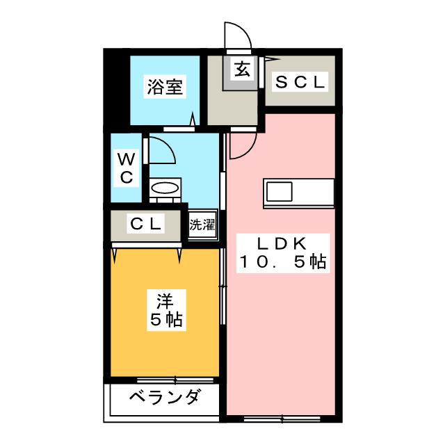 清ビル(1LDK/6階)の間取り写真