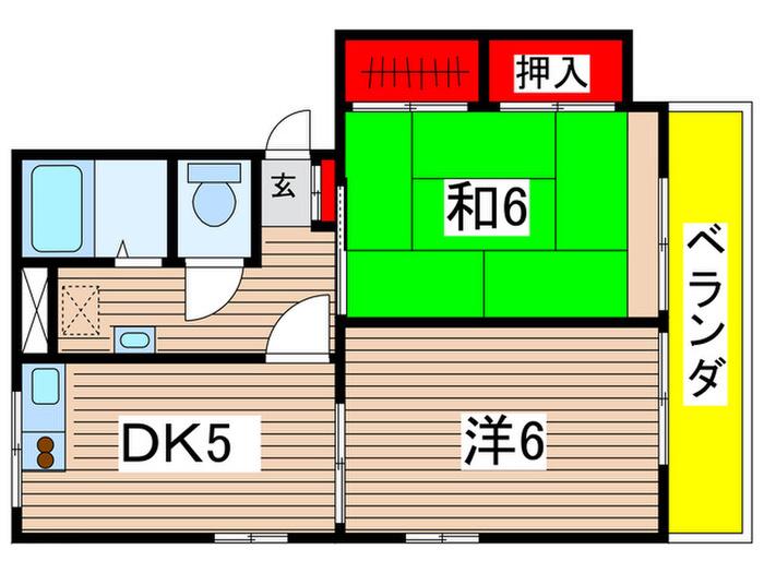 シティハイムエクレール国立(2DK/2階)の間取り写真