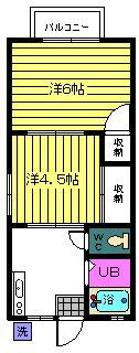サンシャイン高松(2K/2階)の間取り写真