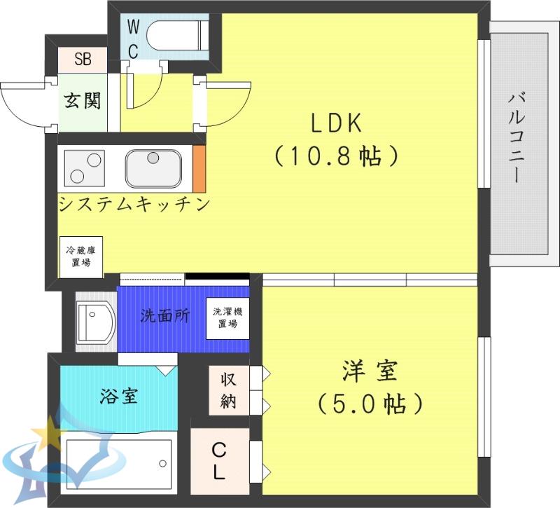 プライマル札幌円山(1LDK/2階)の間取り写真