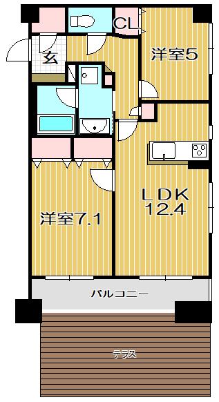 ヒルレジデンス大崎(2LDK/1階)の間取り写真