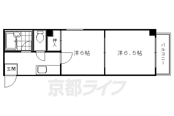 シャンポール御所南(2K/3階)の間取り写真