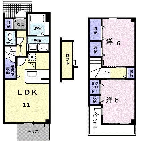 エトワールI(2LDK/1階)の間取り写真