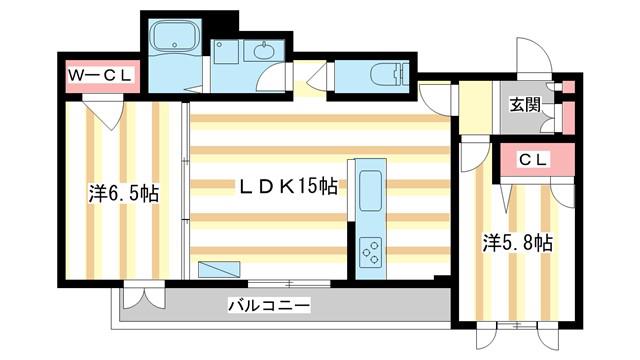 シャーメゾンエクラージュ(2LDK/2階)の間取り写真