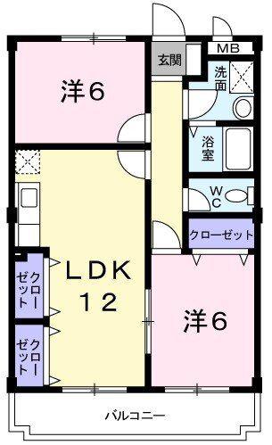 クラトンEY(2LDK/2階)の間取り写真