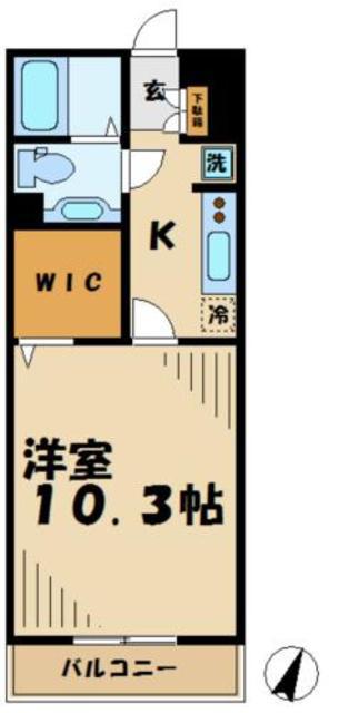 ウィステリア(1K/1階)の間取り写真