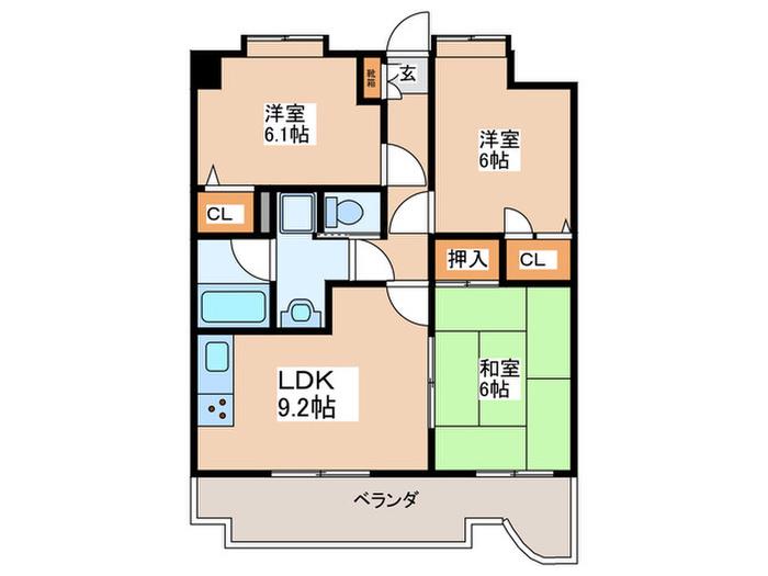 エステートワン(3LDK/2階)の間取り写真