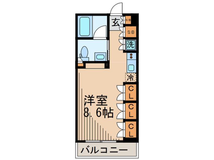 IPSE多摩川緑地(ワンルーム/3階)の間取り写真