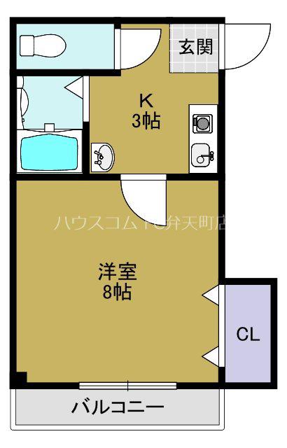 ヒロタハイツ(1K/2階)の間取り写真