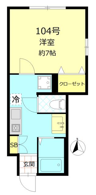 リラサンテ立花(1K/1階)の間取り写真