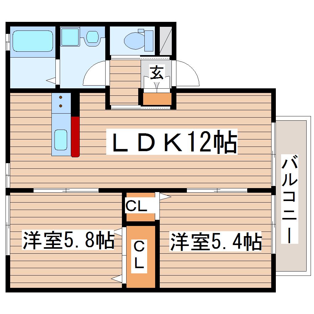 サンライト(2LDK/2階)の間取り写真