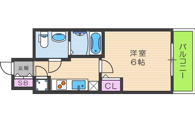 アドバンス西梅田ラシュレ(1K/2階)の間取り写真