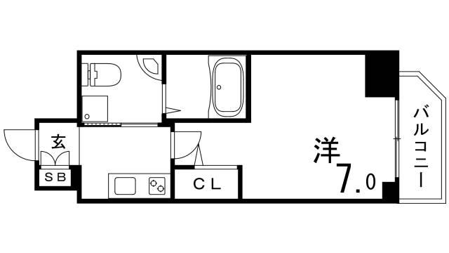 セレニテ神戸元町クレア(1K/8階)の間取り写真