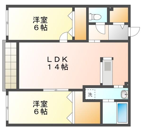 余市町大川町3MS(2LDK/2階)の間取り写真