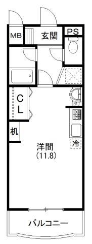プリメーラ富塚(ワンルーム/2階)の間取り写真