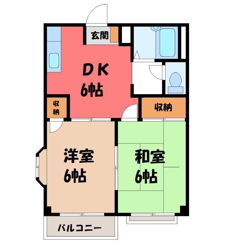 シャルムI(2DK/1階)の間取り写真
