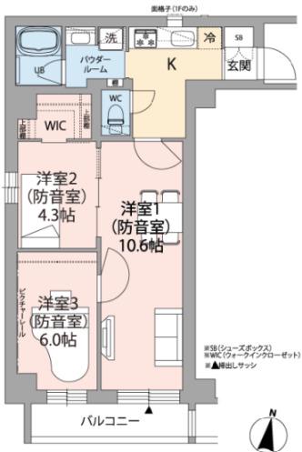 ミュージション世田谷赤堤(3K/3階)の間取り写真