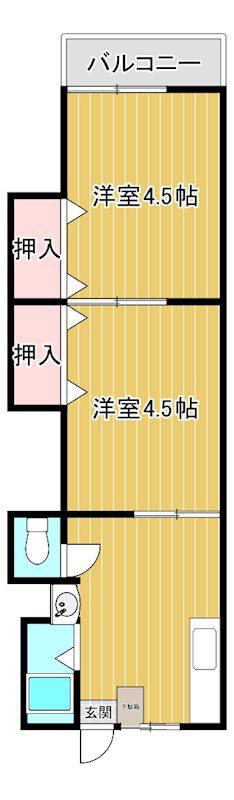 コーポ竹岡第2(2DK/3階)の間取り写真