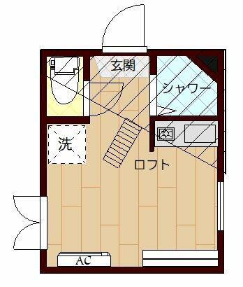 フェリスショコラA棟(ワンルーム/2階)の間取り写真