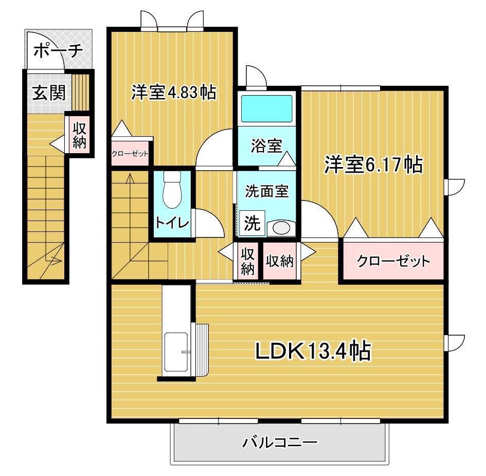 パティオ文京(2LDK/2階)の間取り写真