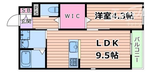 HEBEL RIVERO(1LDK/2階)の間取り写真