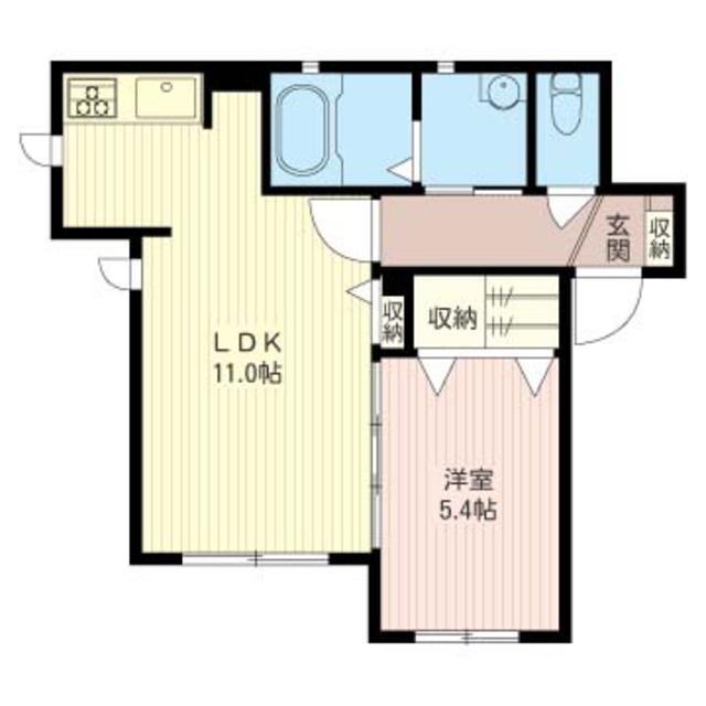 メゾン・ド・フルール(1LDK/1階)の間取り写真