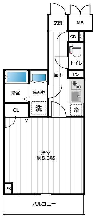 CREST TAPP東十条(1K/5階)の間取り写真