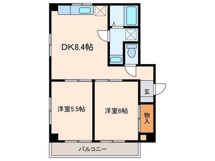 エフィール豊島園(2DK/2階)の間取り写真