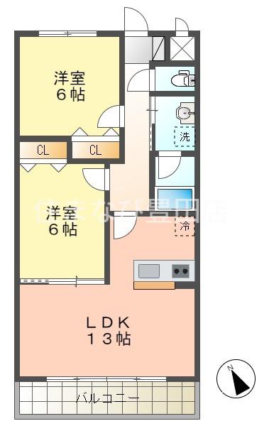 グリーンスクウェア(2LDK/1階)の間取り写真