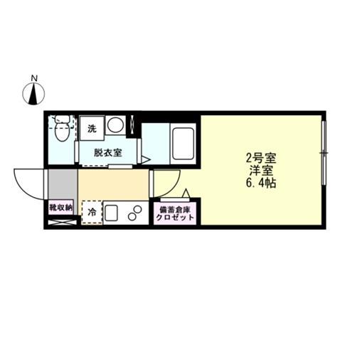プレミアムコート川崎東門前(1K/2階)の間取り写真