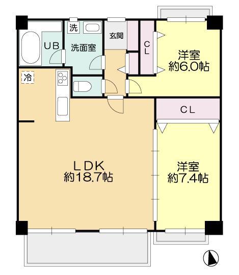 オーパス玉川(2LDK/3階)の間取り写真
