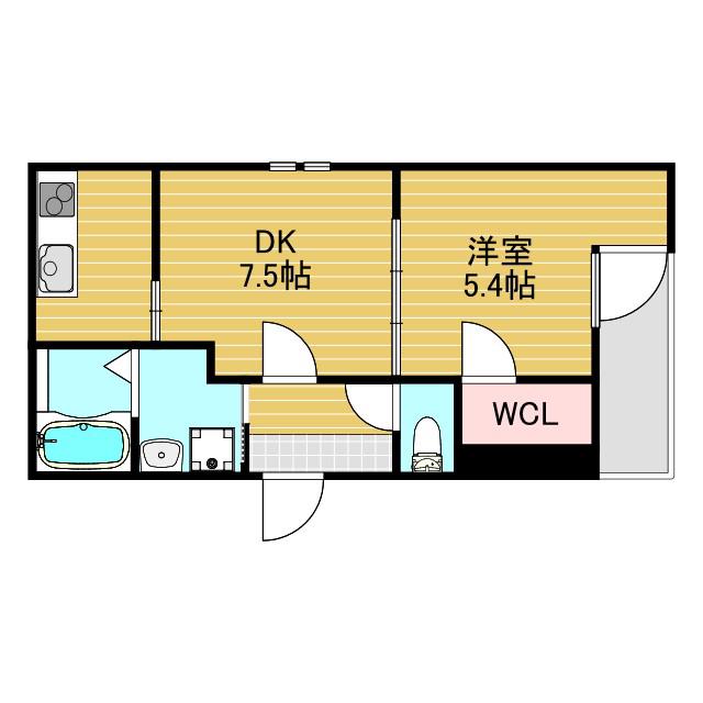 フジパレス淡路(1DK/1階)の間取り写真