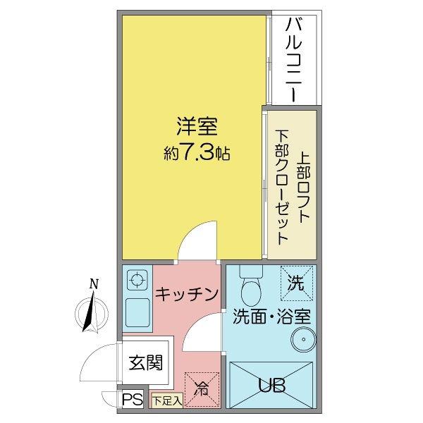 ANDY茶屋が坂(1K/3階)の間取り写真