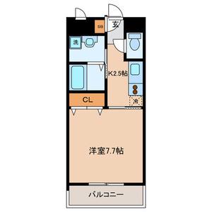 ベルメゾン梅ヶ丘(1K/1階)の間取り写真