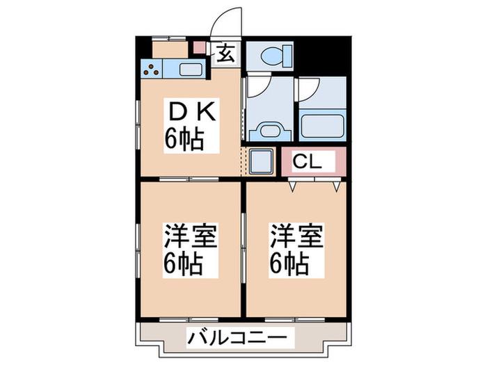 グレイスムラタII(2DK/4階)の間取り写真