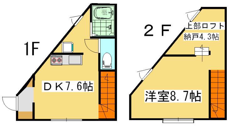 メゾネットファイン(1SDK/1階)の間取り写真