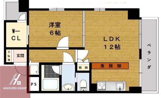 駅前敷島ビル(1LDK/9階)の間取り写真