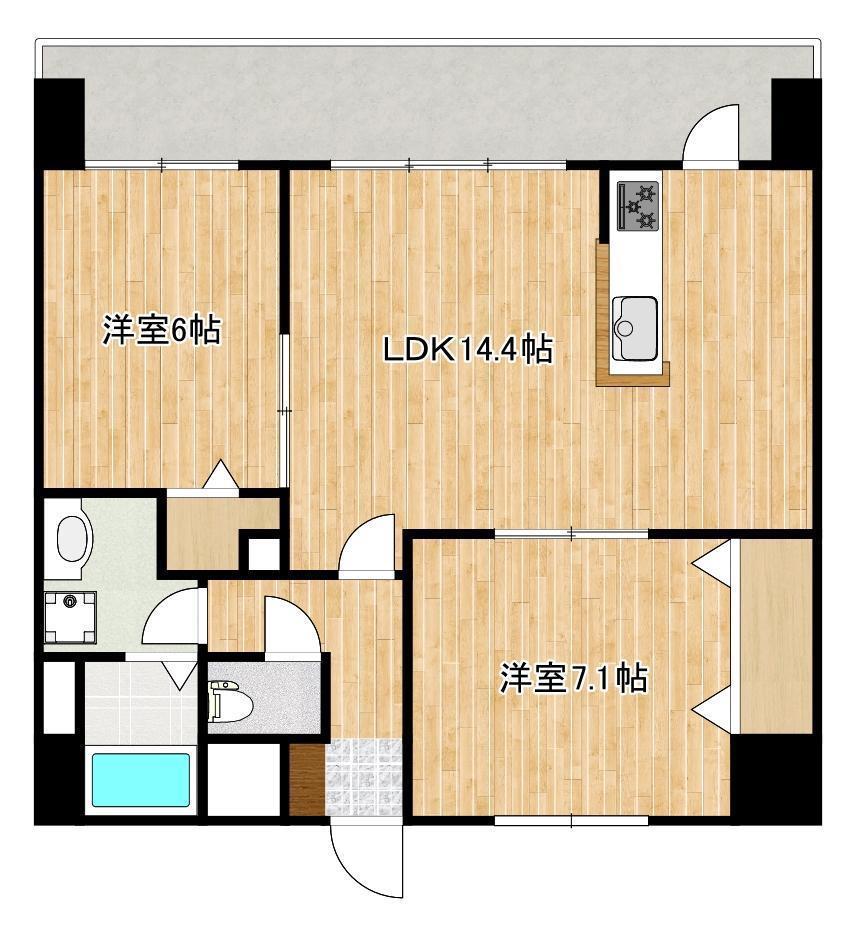 クロノス39京町本丁(2LDK/2階)の間取り写真