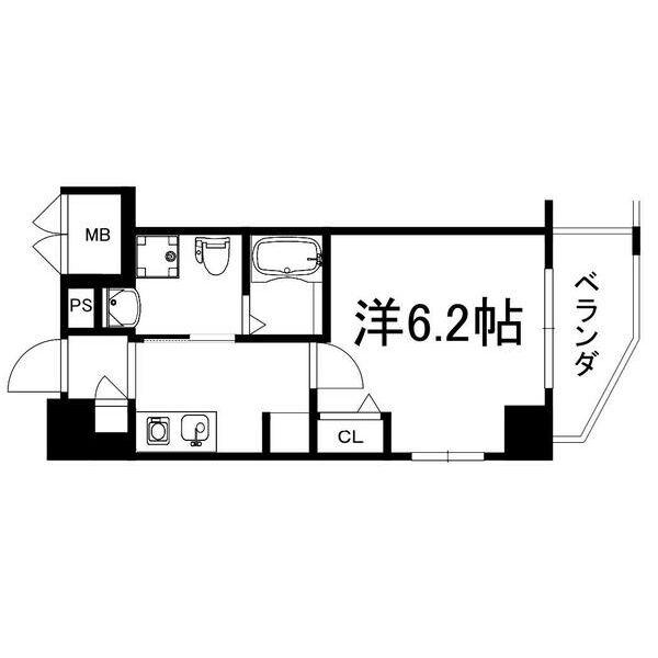 エイペックス京町堀II(1K/8階)の間取り写真