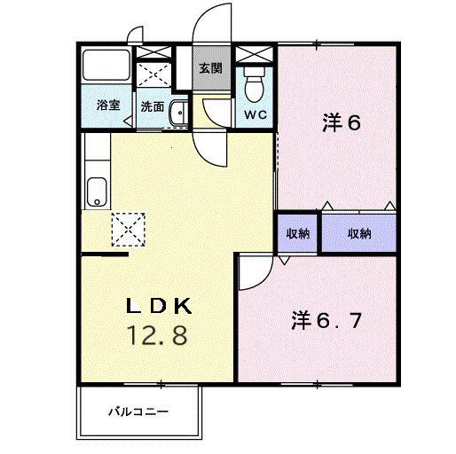 エトワール畔見A(2LDK/1階)の間取り写真