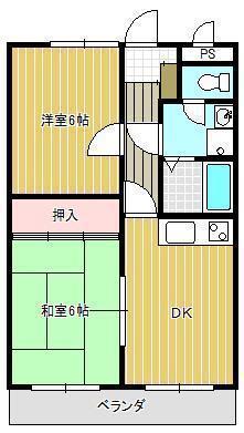 飯田マンションはまなす(2DK/5階)の間取り写真