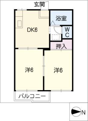 パークハウス(2DK/1階)の間取り写真