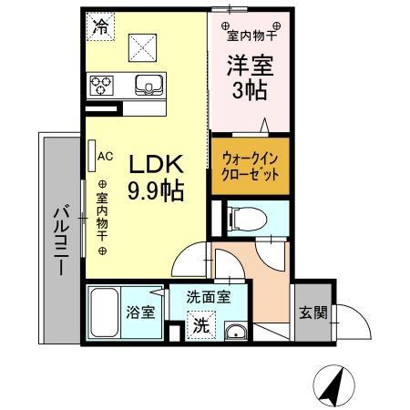 シャインピークス大和 A(1LDK/1階)の間取り写真