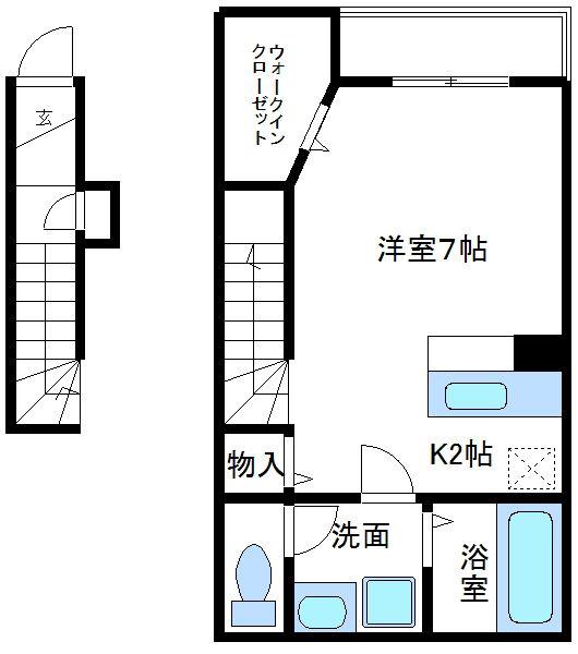 リヴェール(1K/2階)の間取り写真
