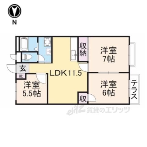 サンメゾンⅡ(3LDK/1階)の間取り写真