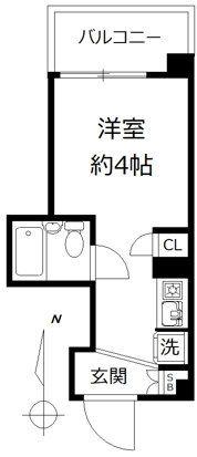 プリンセスコート赤堤 210(ワンルーム/1階)の間取り写真