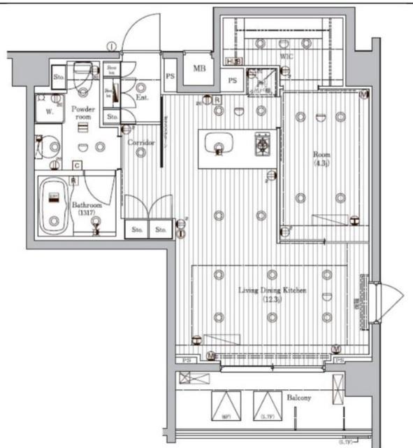 PREMIUM CUBE 菊川(1LDK/7階)の間取り写真